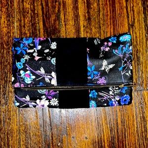 floral butterfly clutch with cheetah lining